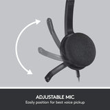 LOGITECH H340 WIRED HEADSET, STEREO HEADPHONES WITH NOISE-CANCELLING MICROPHONE, USB, PC/MAC/LAPTOP - BLACK