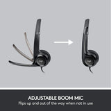LOGITECH H390 WIRED HEADSET, STEREO HEADPHONES WITH NOISE-CANCELLING MICROPHONE, USB, IN-LINE CONTROLS, PC/MAC/LAPTOP - BLACK
