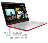HP Pavilion Intel Pentium Silver N5000 4GB 128GB SSD Windows 10 Laptop Red