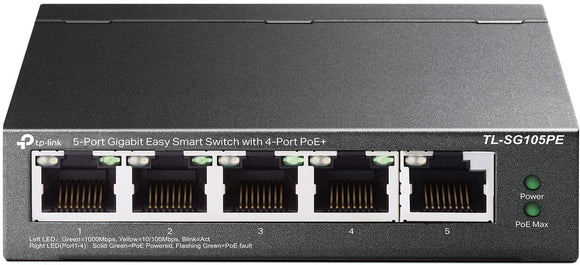 TP-Link 5 Port Gigabit Ethernet PoE Desktop Switch with 4 Ports, 55W | TL-SG1005P