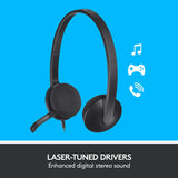 LOGITECH H340 WIRED HEADSET, STEREO HEADPHONES WITH NOISE-CANCELLING MICROPHONE, USB, PC/MAC/LAPTOP - BLACK