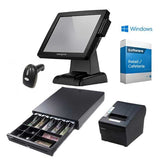 EasyPos EPPS302 Bundle with POS Machine + Cashdrawer + Printer + Scanner + POS Software for Retail  Grocery  Cafeteria + Windows 10