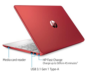 HP Pavilion Intel Pentium Silver N5000 4GB 128GB SSD Windows 10 Laptop Red