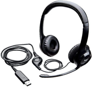 LOGITECH H390 WIRED HEADSET, STEREO HEADPHONES WITH NOISE-CANCELLING MICROPHONE, USB, IN-LINE CONTROLS, PC/MAC/LAPTOP - BLACK