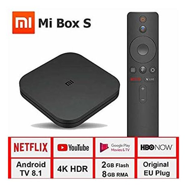 Xiaomi Mi Box S, Smart Tv Box, Intelligent 4K Ultra Hd Media Player, Work  With Projector, Tvs & Mobile Phones, Powered By Android 8.1, -  International Version- Black : : Electronics